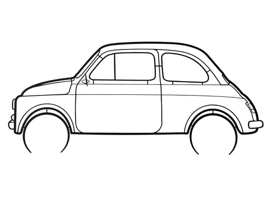 FIAT 500 Auto Umriss Metall-Wanddeko