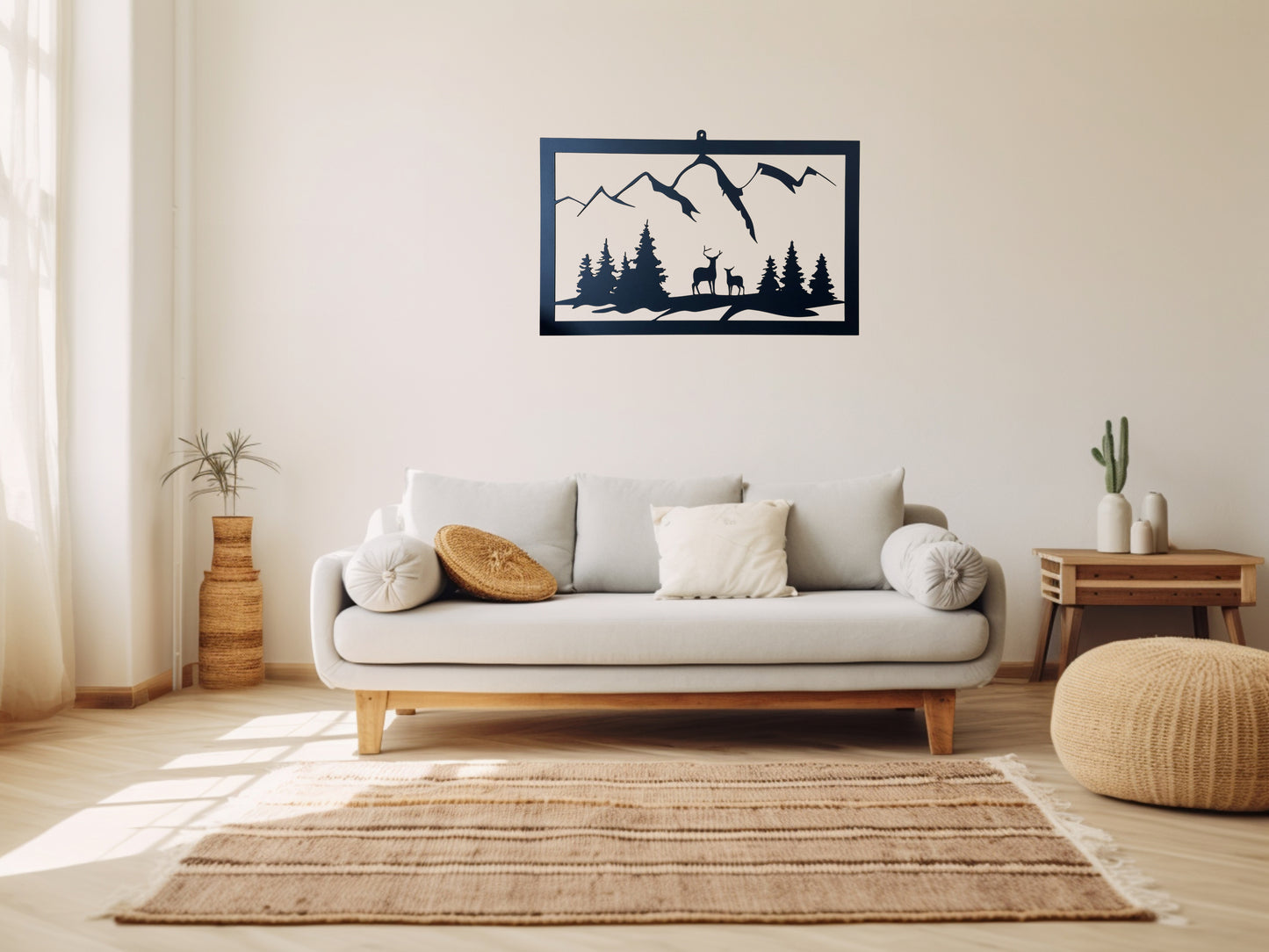 Hirsch Waldszene Metall Wandkunst